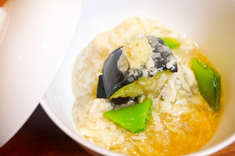 斗米庵 料理写真 茄子和尤巴配淀粉酱